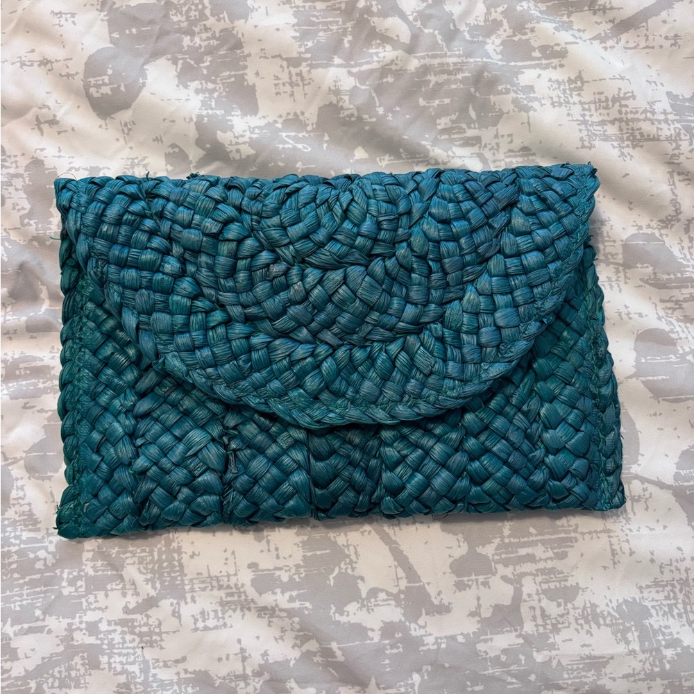 Vibrant Green Straw Clutch